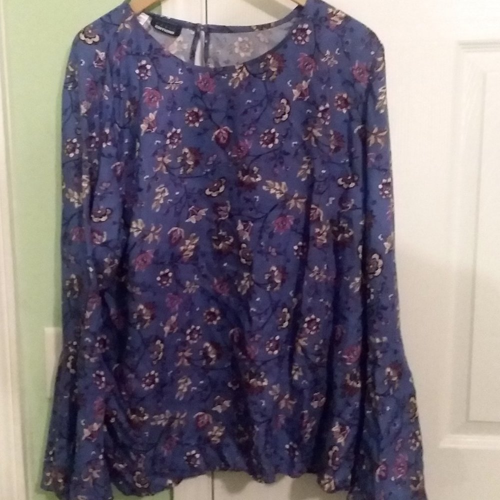 Blue Flowered  Blouse